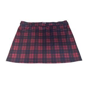 4X Maurices Stretch Plaid Skirt Pockets Red &‎ Black New
